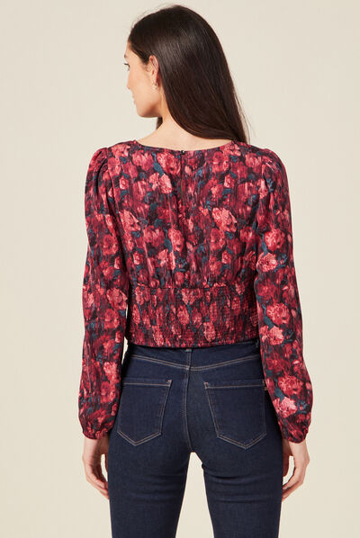 T-shirt manches longues satin noir femme