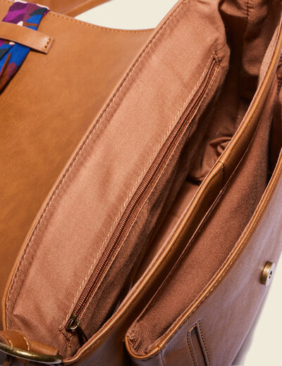 Sac besace avec foulards marron femme