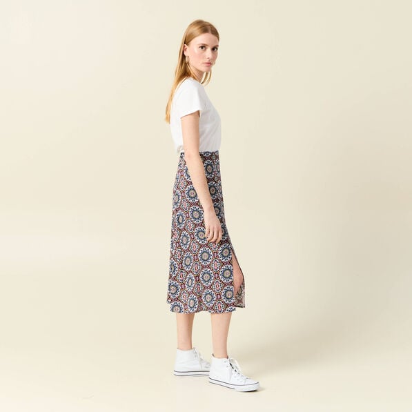 jupe midi droite fendue bleu marine femme Jupe midi droite fendue bleu marine femme