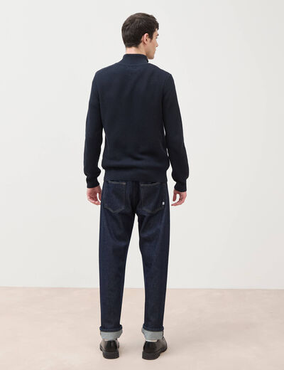 Pull col camionneur bleu marine homme