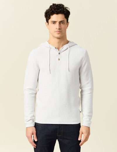 Pull à capuche ecru homme