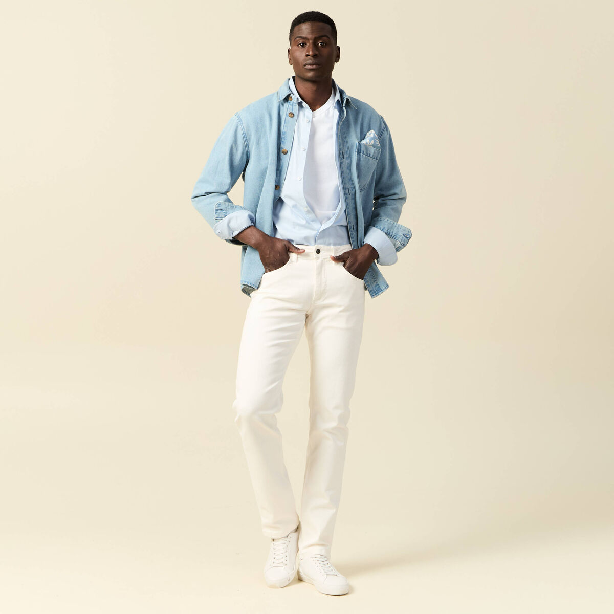 Jeans straight homme denim blanc homme