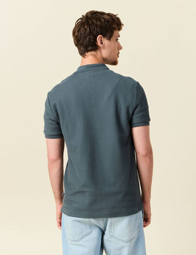 Polo cintré manches courtes en coton vert foncé homme