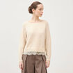 Pull manches longues col bateau ivoire femme