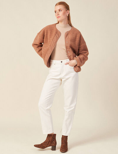 T-shirt manches longues beige femme
