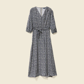 Robe longue trapèze bleu femme