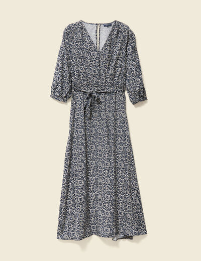 Robe longue trapèze bleu femme