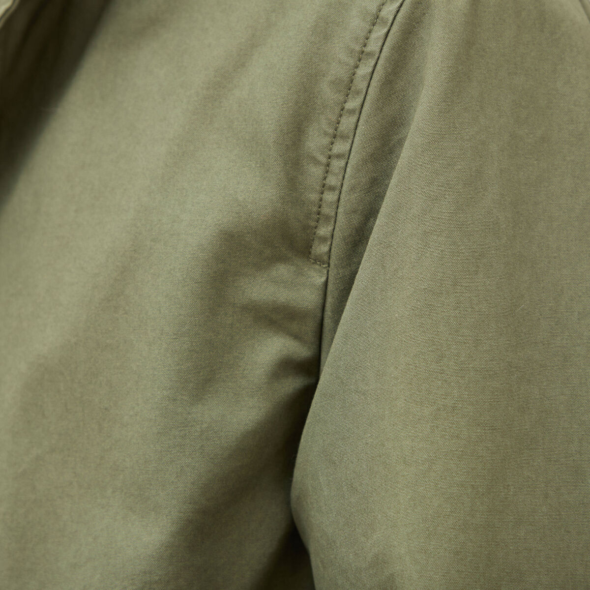 Parka droite mi-longue &agrave; capuche vert kaki homme