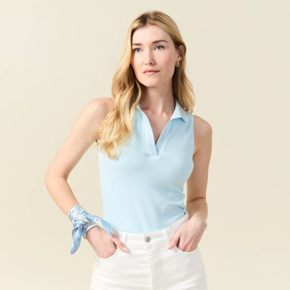 polo sans manches bleu pastel femme Polo sans manches bleu pastel femme