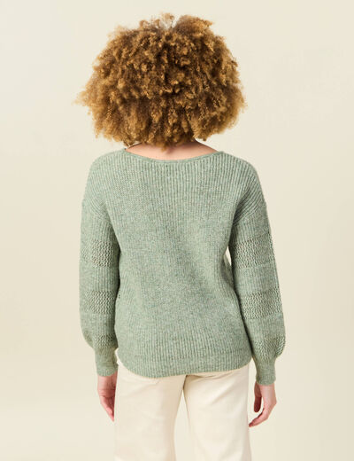 Pull manches longues vert kaki femme