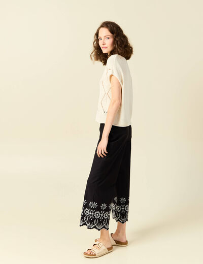 Pull ajouré éco-responsable beige femme