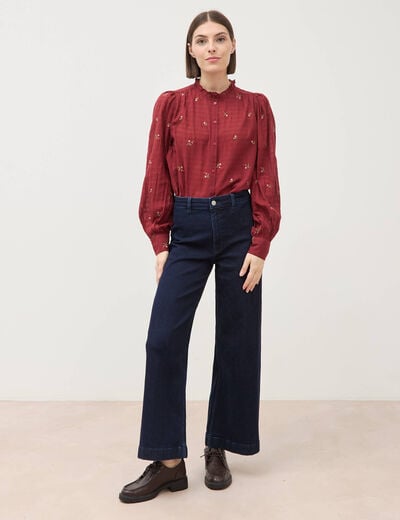 Jeans large taille haute denim brut rinse femme