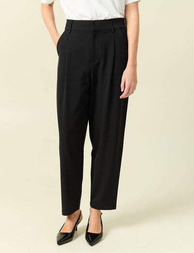 Pantalon slouchy taille haute 7/8&egrave;me noir femme