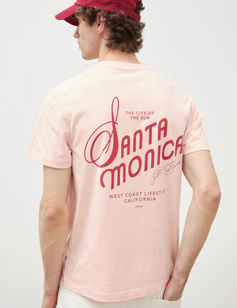 T-shirt en coton rose poudr&eacute;e homme