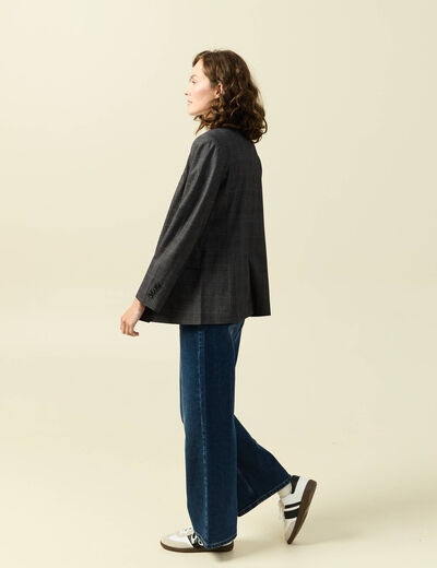 Veste oversize manches longues doublée gris foncé femme
