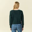 Gilet col V manches longues n&oelig;uds vert fonc&eacute; femme