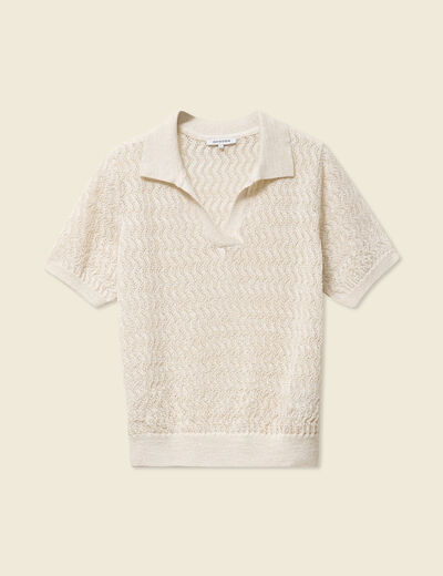 Pull manches courtes creme femme