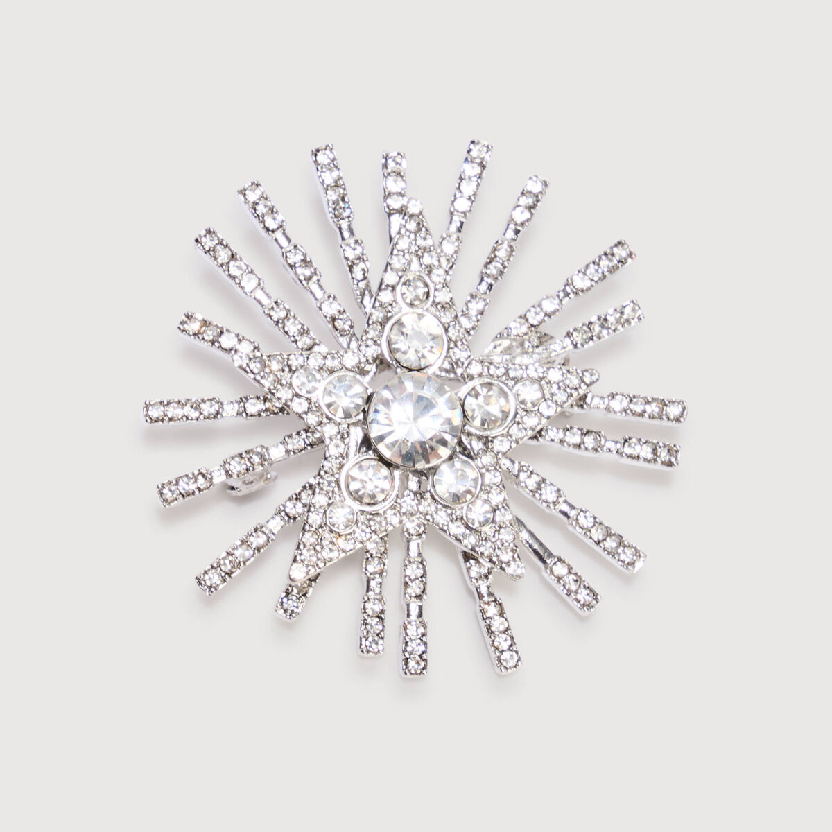 Broche avec strass couleur argent femme