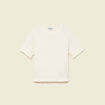 Pull droit court en coton ecru femme