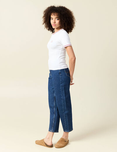 Short ajusté court manches courtes blanc femme