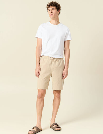 Bermuda droit à coulisse beige homme