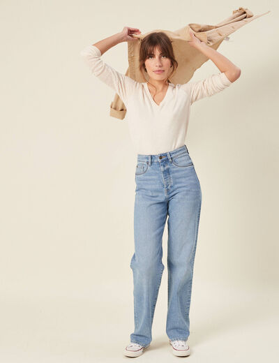 Pull à manches longues creme femme