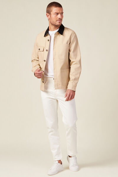 Jeans tapered 5 poches denim blanc homme
