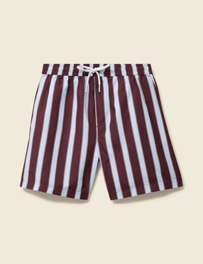 Maillot de bain ray&eacute; doubl&eacute; prune homme