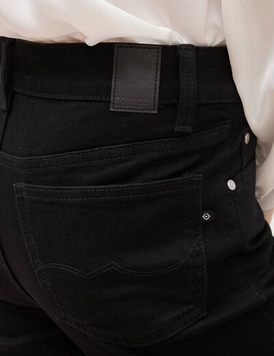 Jeans bootcut cropped taille bascul&eacute;e denim noir femme