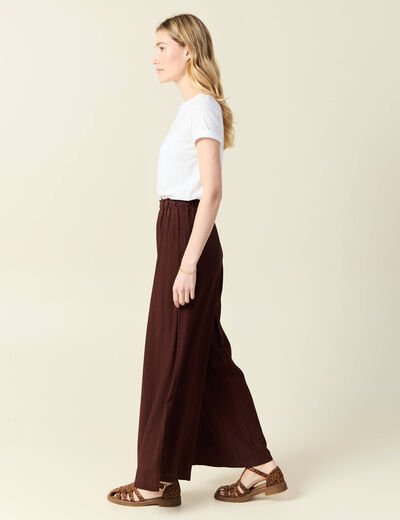 Pantalon large bordeaux femme