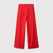 Pantalon large taille haute ceinture rouge femme