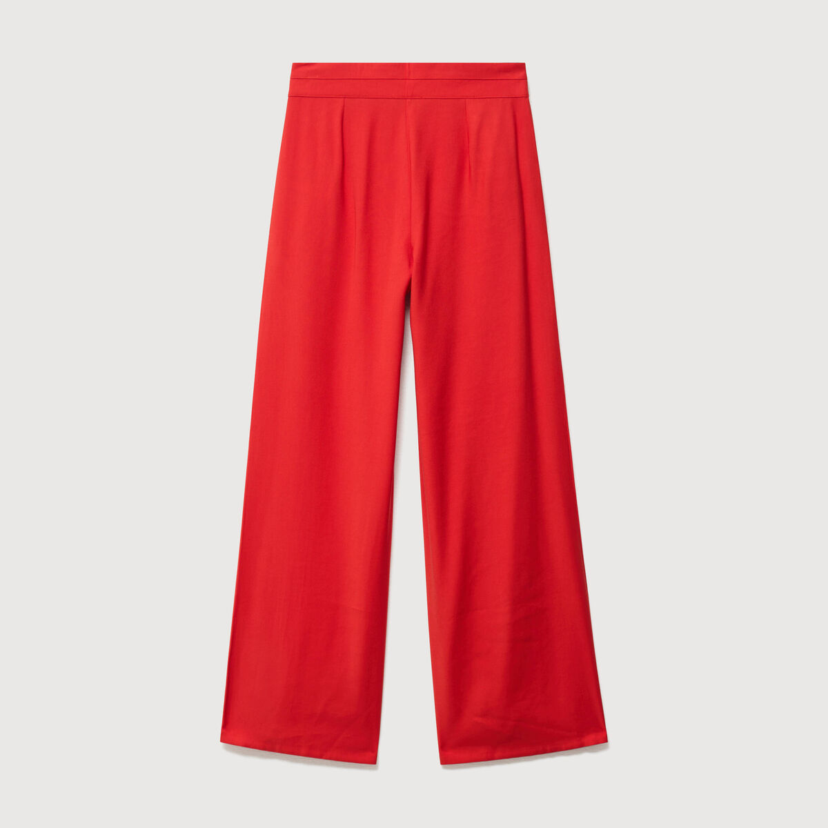 Pantalon large taille haute ceinture rouge femme