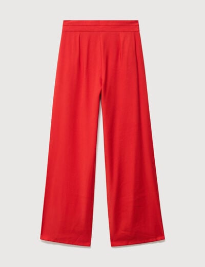 Pantalon large taille haute ceinture rouge femme