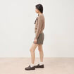 Gilet manches longues col rond taupe femme