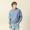 Sweat &agrave; capuche manches longues bleu gris homme