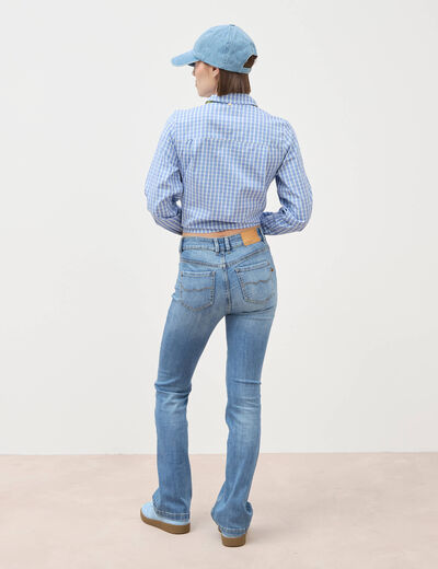 Jeans bootcut taille haute denim used femme