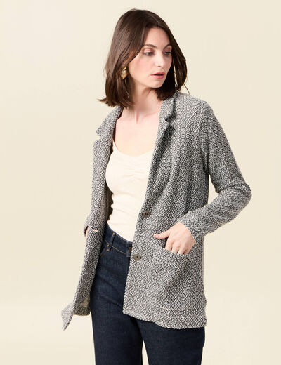 Gilet manches 3/4 ecru femme