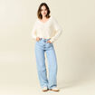 Pull manches longues ajouré creme femme