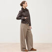 Blouson col sherpa manches longues marron fonc&eacute; femme