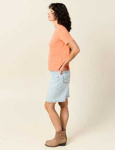 T-shirt manches courtes orange clair femme