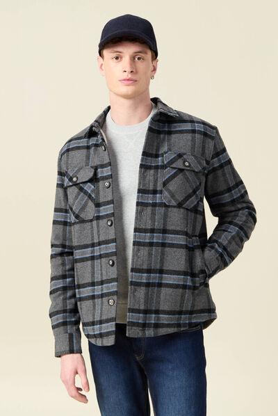 Veste surchemise droite bleu gris homme