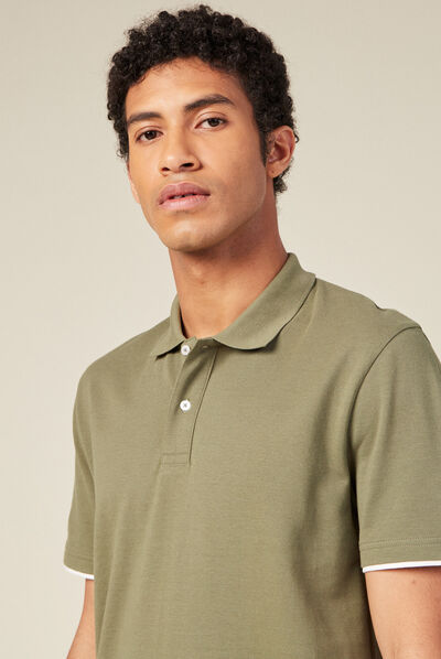 Polo manches courtes vert kaki homme