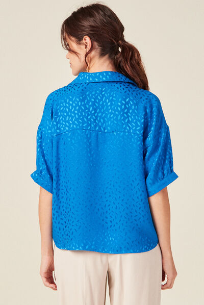 Chemise manches courtes bleu electrique femme