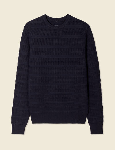 Pull manches longues bleu marine homme