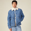 Veste droite en jean denim stone homme