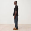 T-shirt droit en coton col ras du cou noir homme