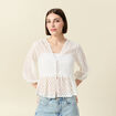 Chemise cintrée courte manches 3/4 ecru femme
