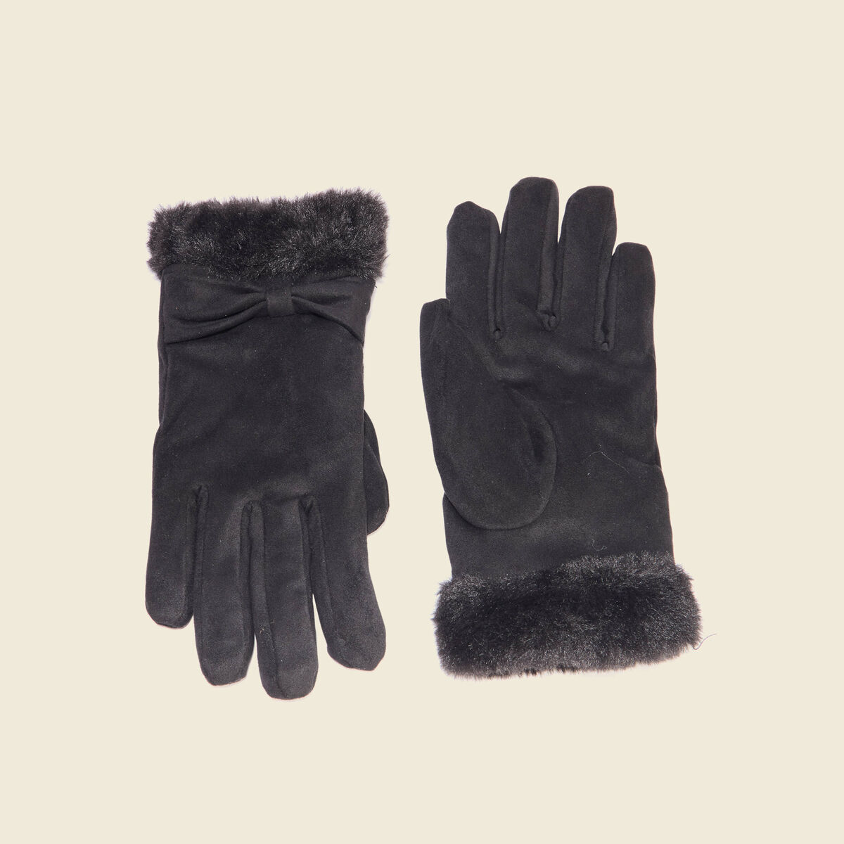 Gants avec noeuds noir femme