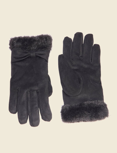 Gants avec noeuds noir femme