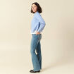 Chemise droite courte en coton bleu clair femme